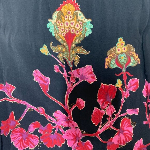 Cloze By Chenault Midi Length Skirt Black & Pink Floral Design Sz Small - Picture 2 of 4